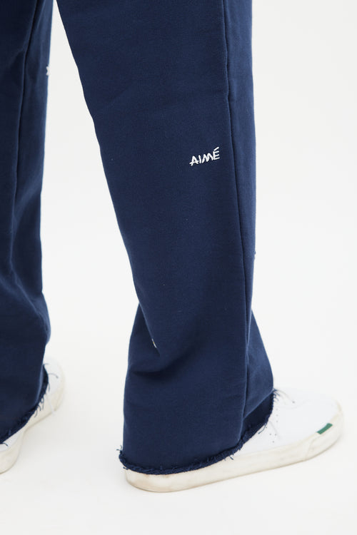 Aimé Leon Dore Navy & White Floral Sweatpants