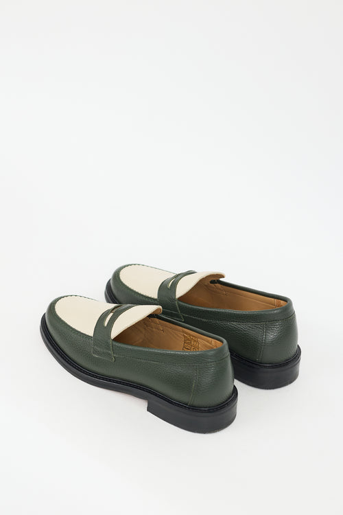 Aimé Leon Dore Green & Cream Leather Taverna Penny Loafer