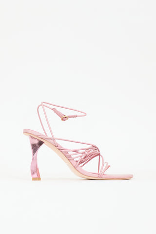 Aje Iridescent Leather Strappy Sandal
