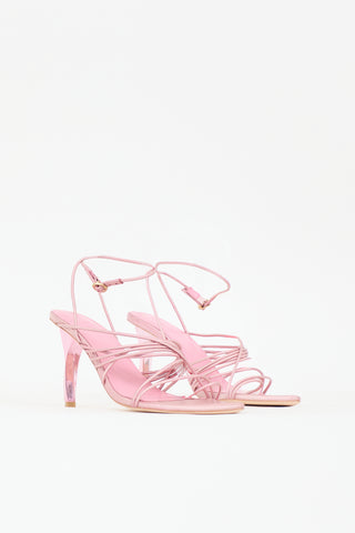 Aje Iridescent Leather Strappy Sandal