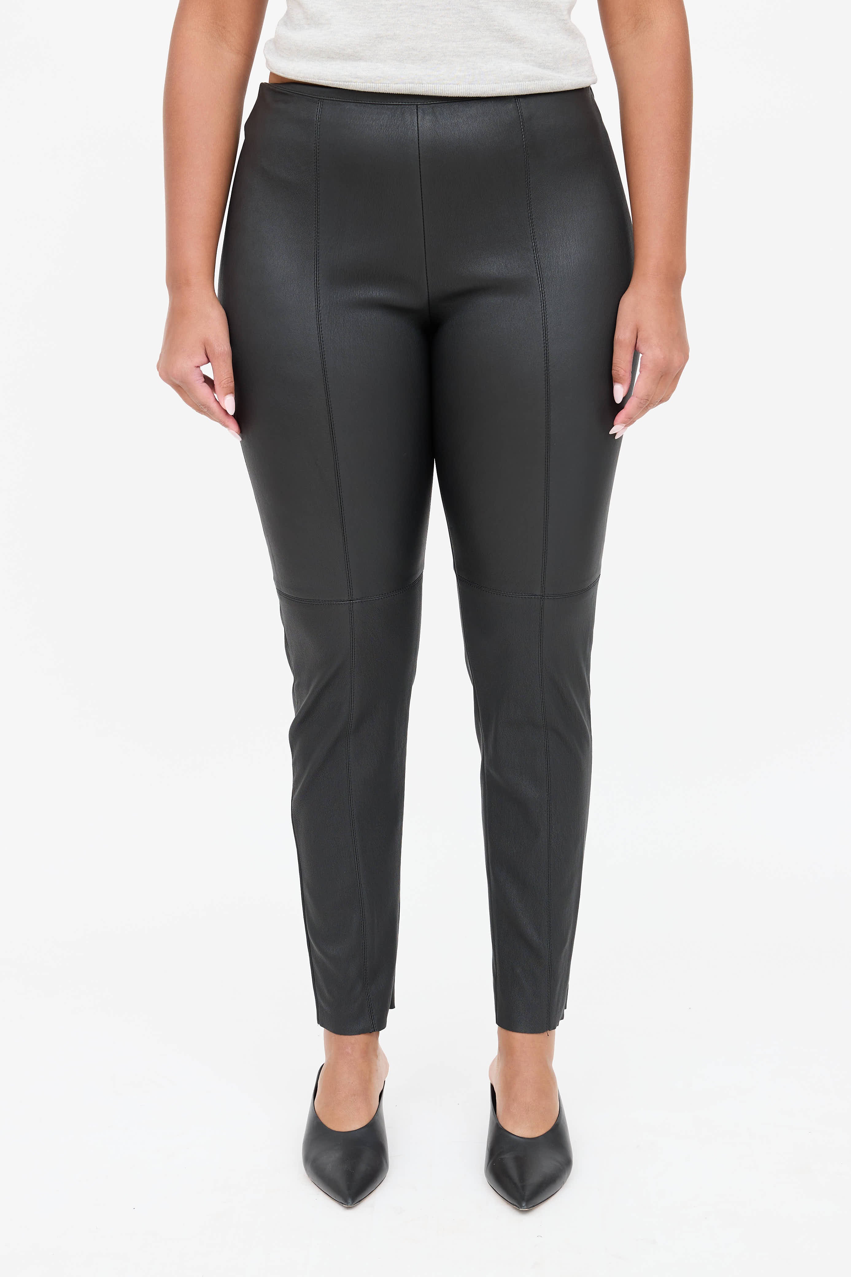 Akris Leather Slim Legging