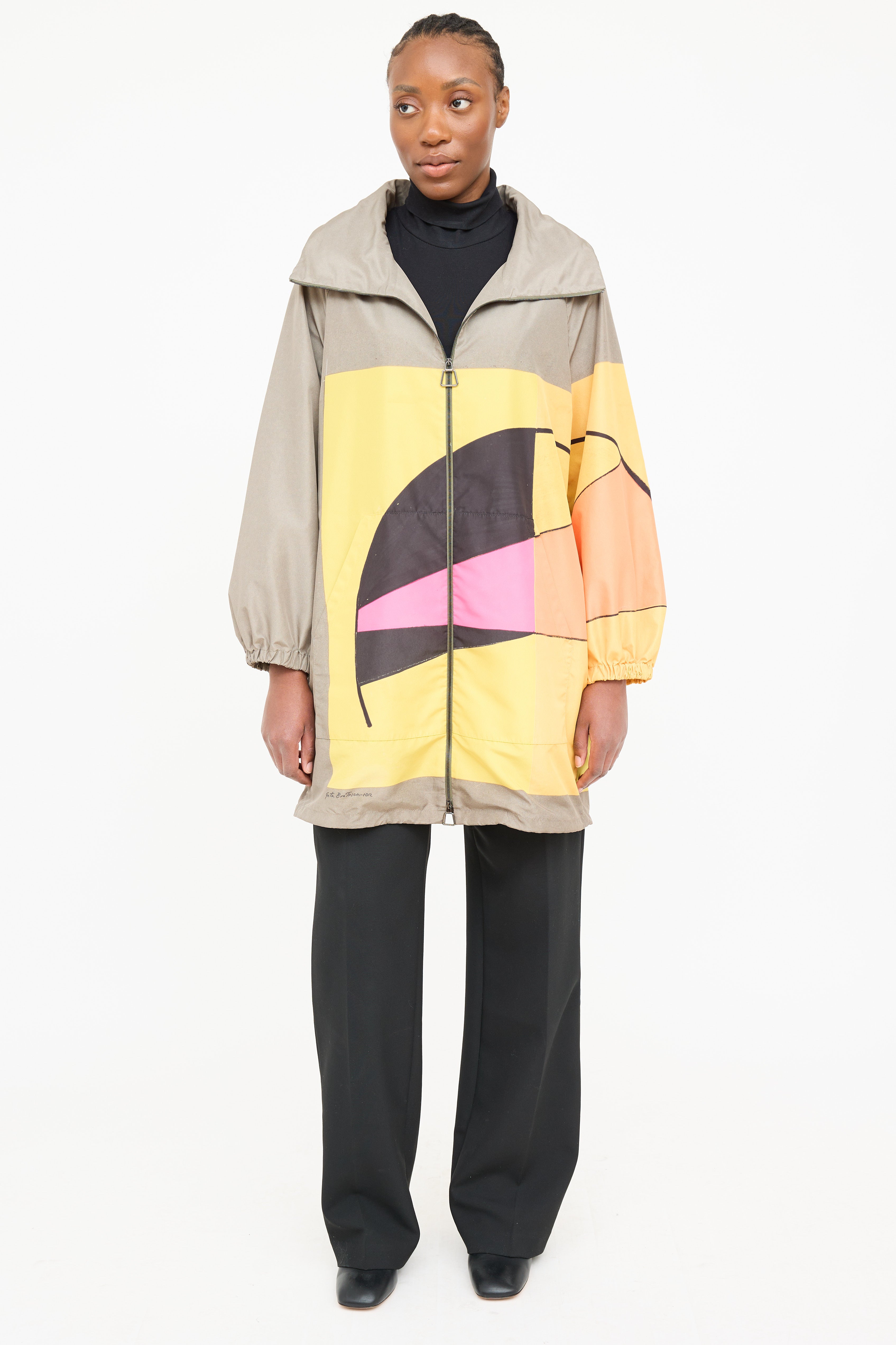 Akris Colourblock Hood Zip Coat