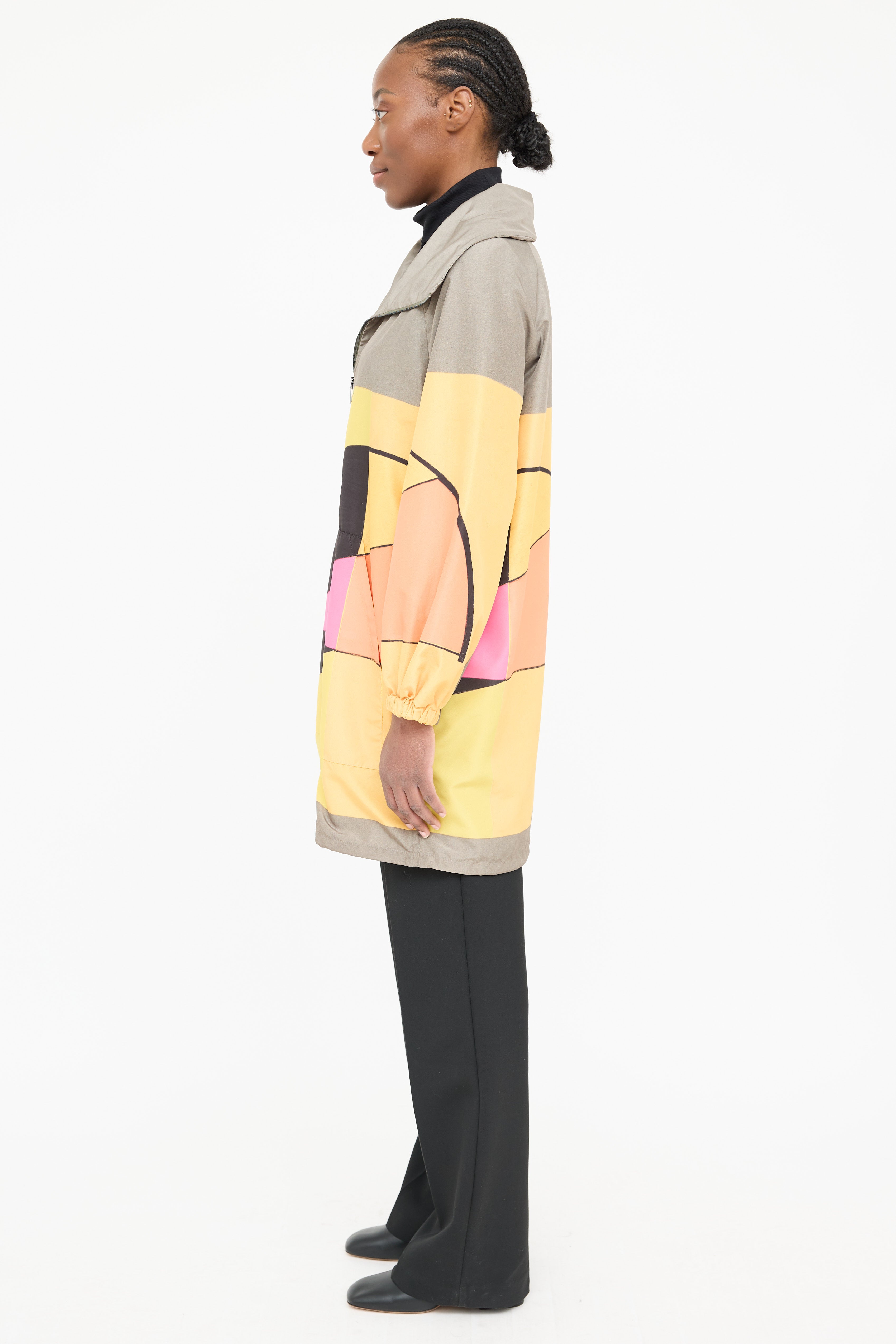 Akris Colourblock Hood Zip Coat