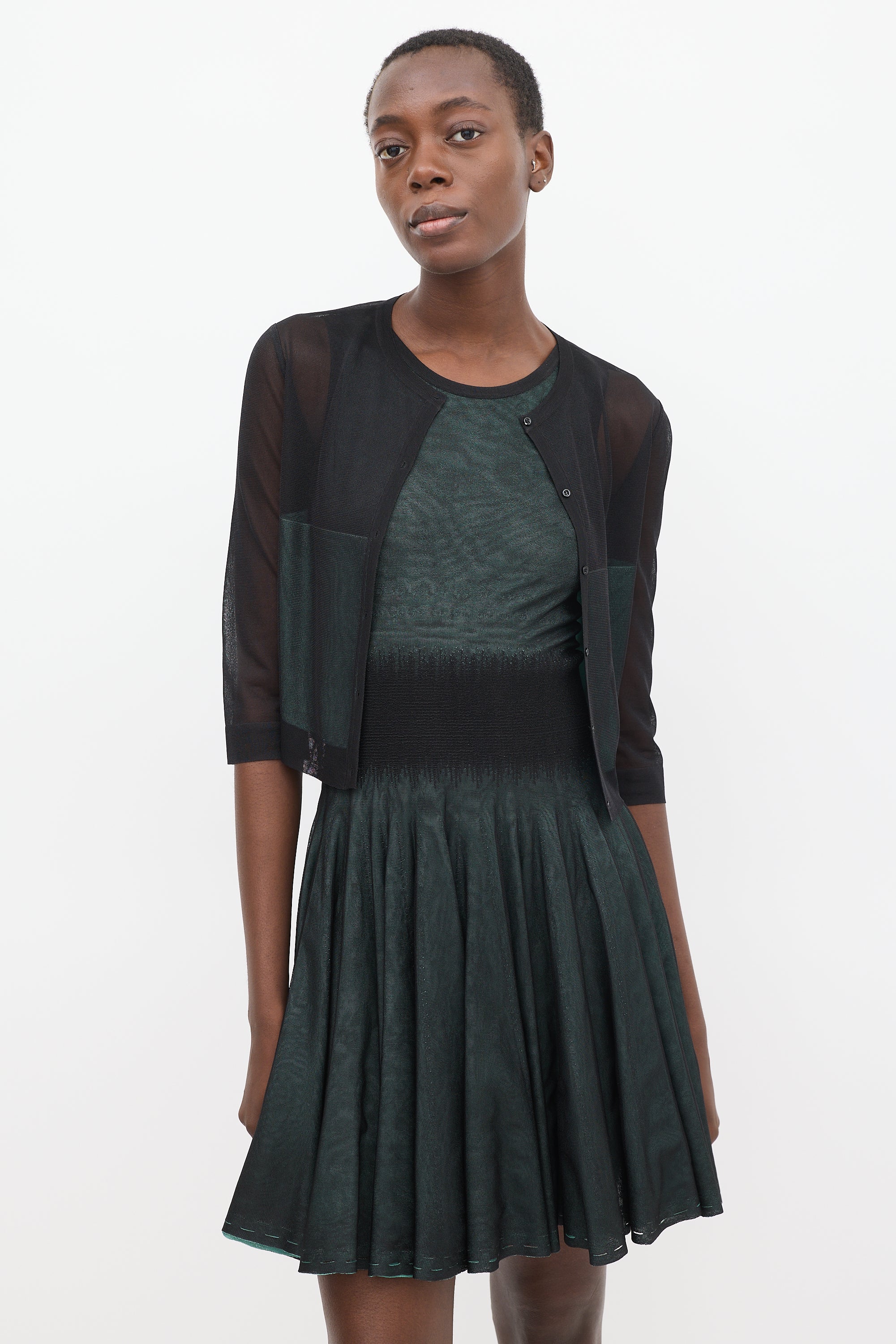 Alaïa Black & Green Sheer Overlay Co-Ord Set