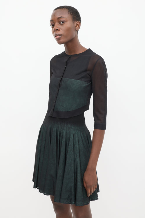 Alaïa Black & Green Sheer Overlay Co-Ord Set