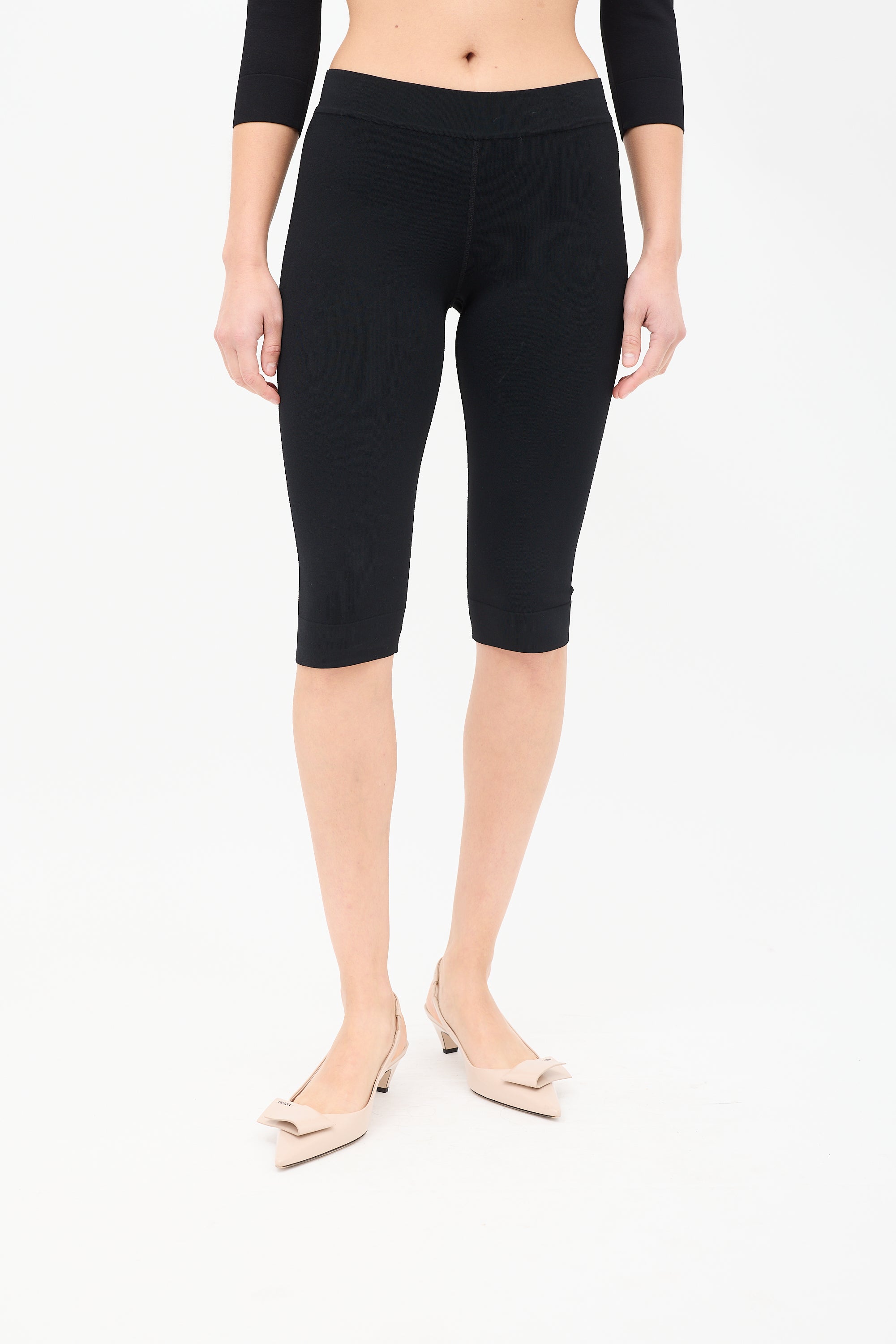 Alaïa Black Nylon Mid Length Control Shorts
