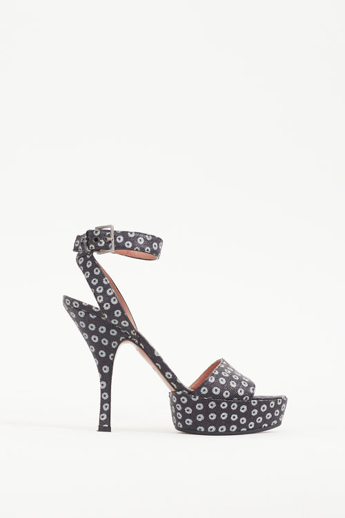 Alaïa Black & White Dotted Woven Leather Heel