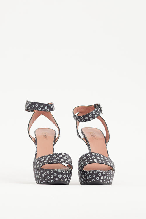 Alaïa Black & White Dotted Woven Leather Heel