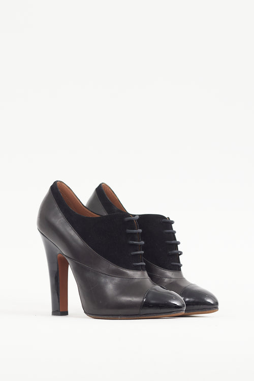 Alaïa Black Leather & Suede Lace Up Bootie