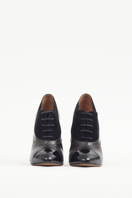 Alaïa Black Leather & Suede Lace Up Bootie