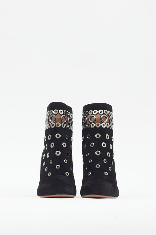 Alaïa Black & Silver Grommet Boot