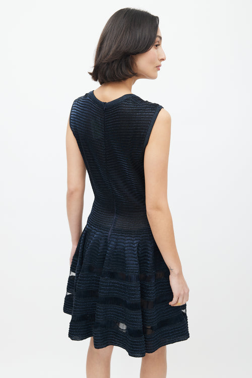 Alaïa Blue & Black Ruched Shimmer Dress
