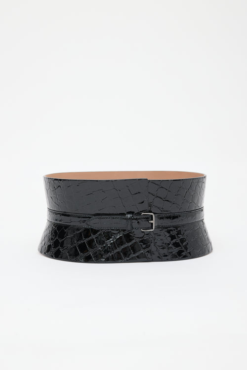 Alaïa Embossed Patent Cinch Belt
