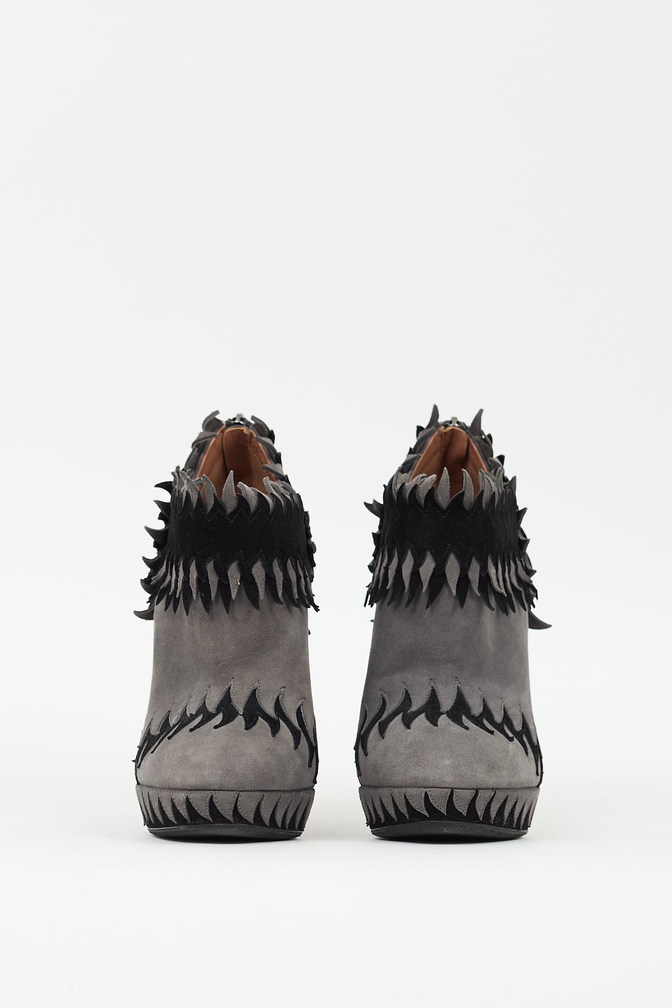 Alaïa Grey & Black Suede Flame Ankle Boot