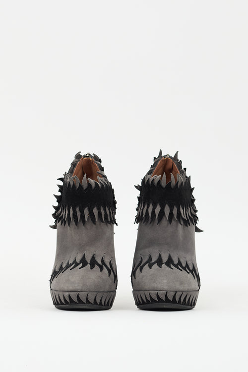 Alaïa Grey & Black Suede Flame Ankle Boot