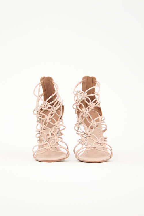 Alaïa Leather Cage Heeled Sandal