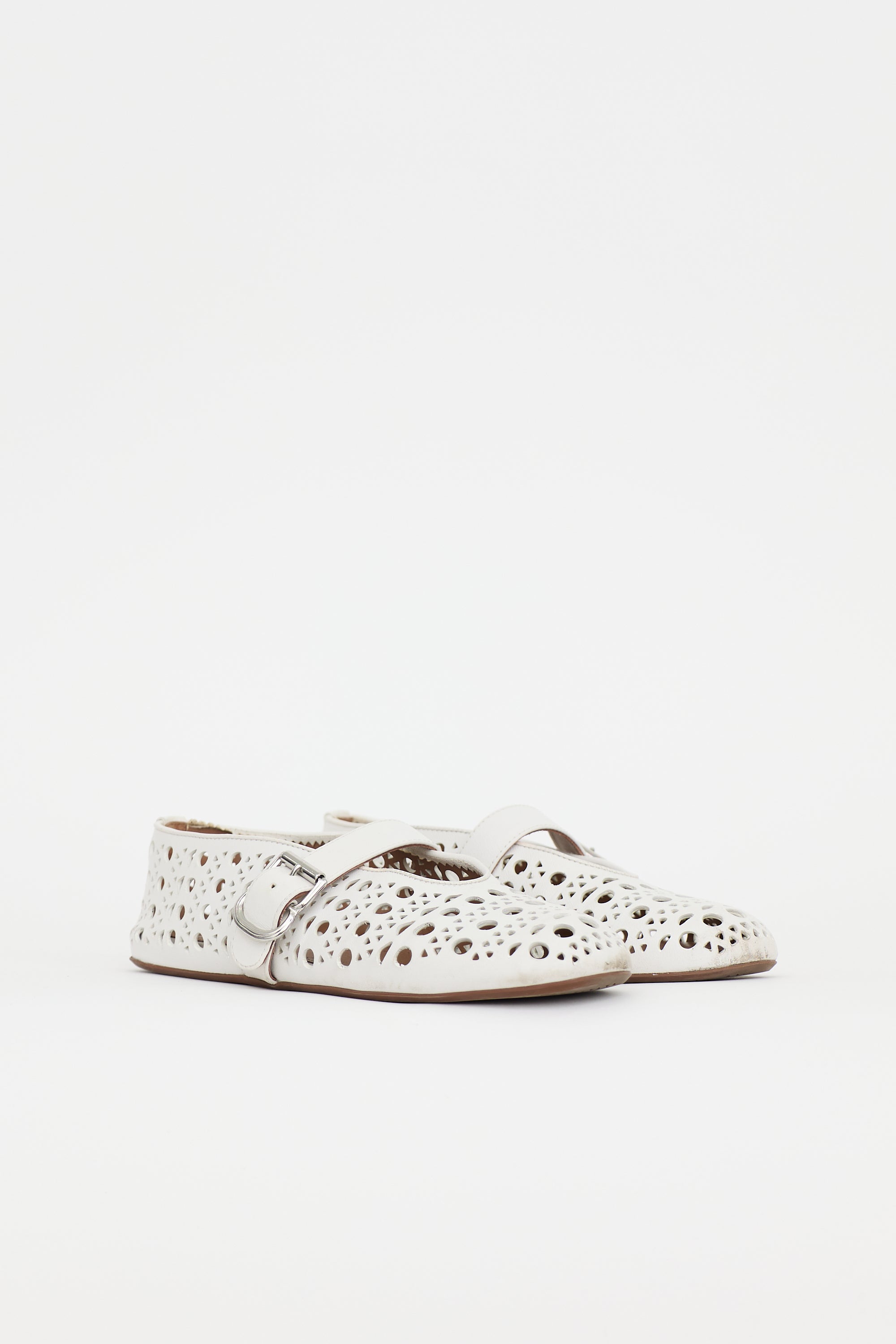 Alaïa Leather Perforated Flat
