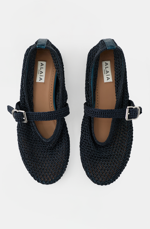  Alaïa Metallic Crochet Ballet Flat