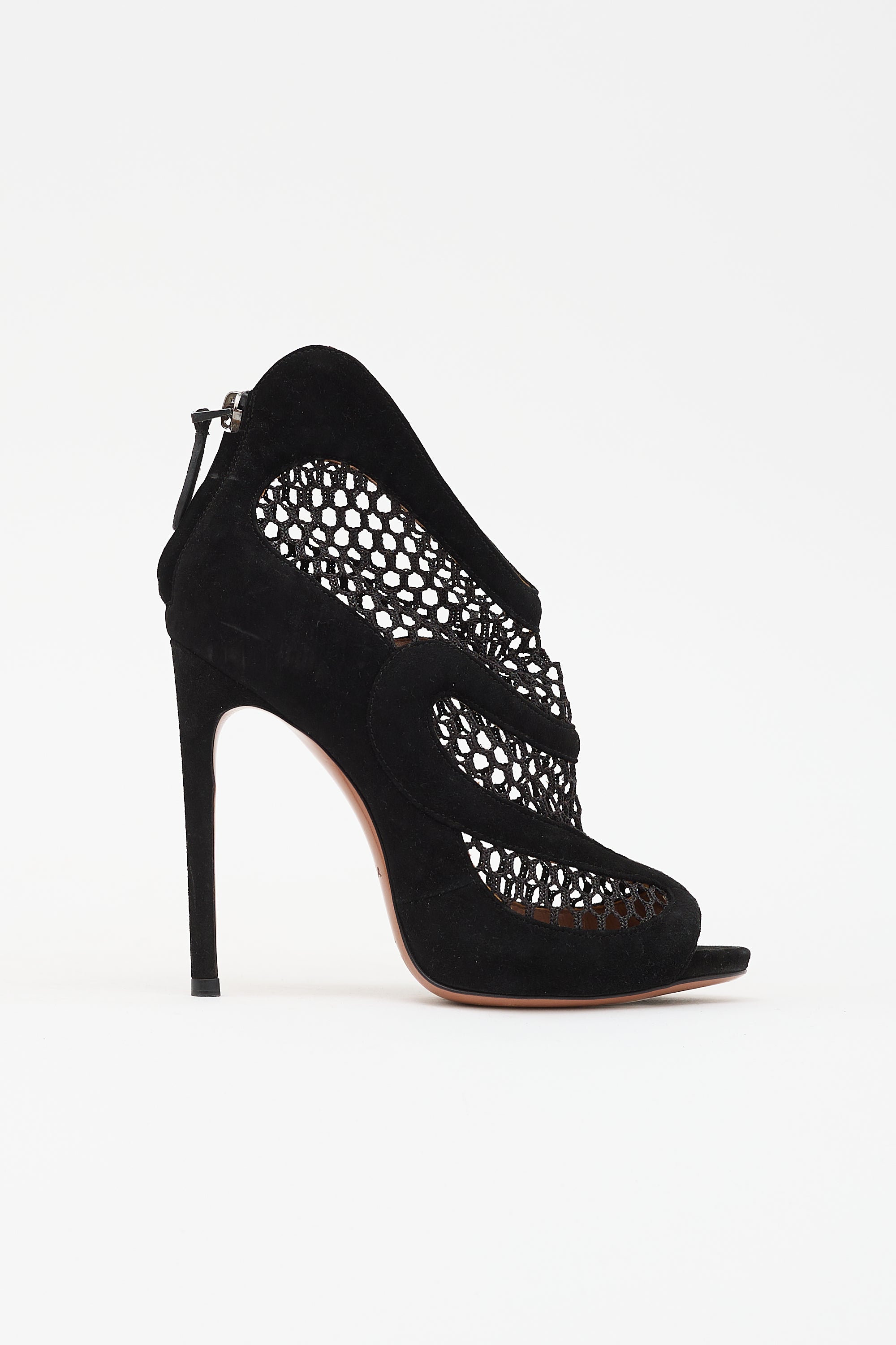Alaïa Suede Peep Toe Boot