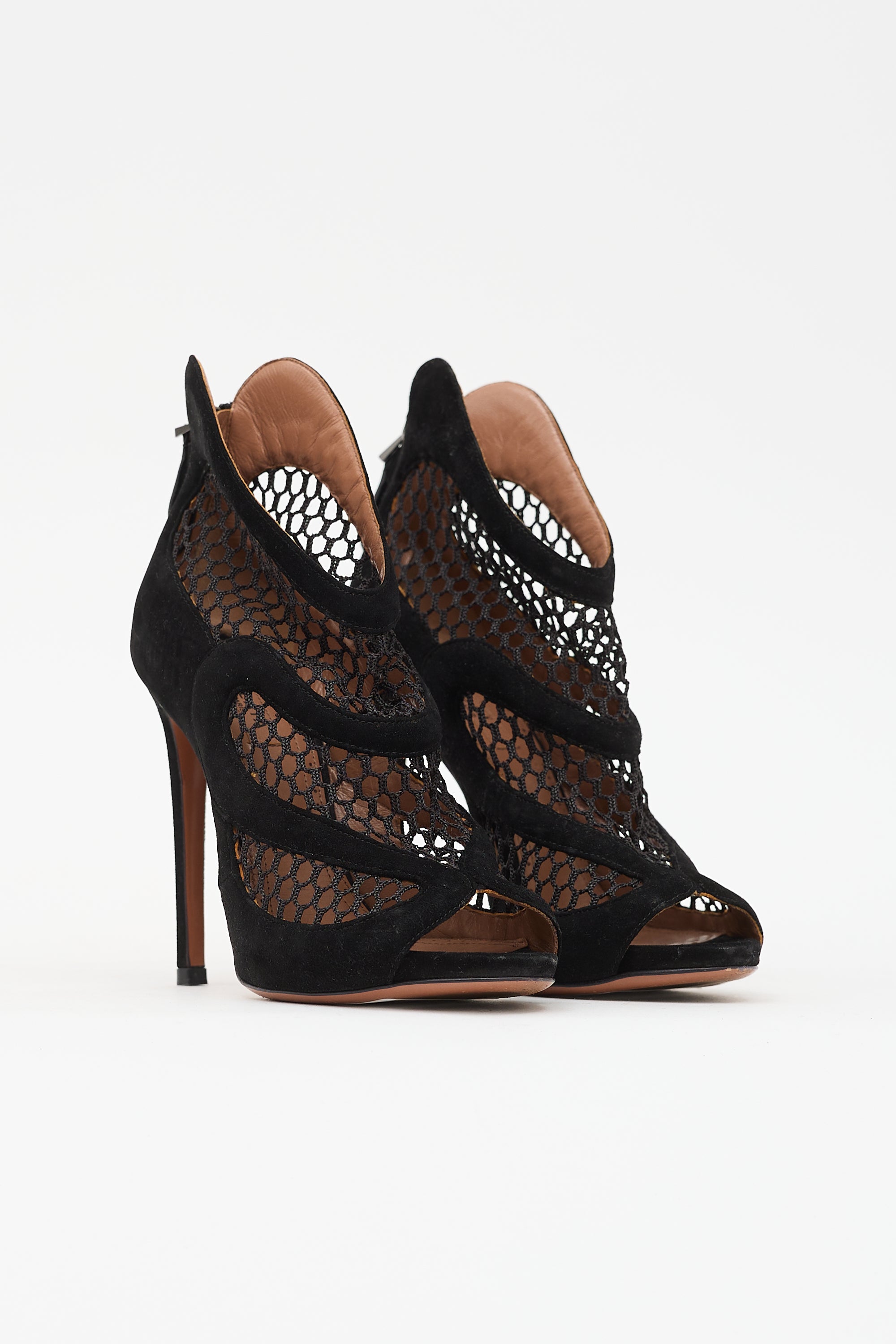Alaïa Suede Peep Toe Boot