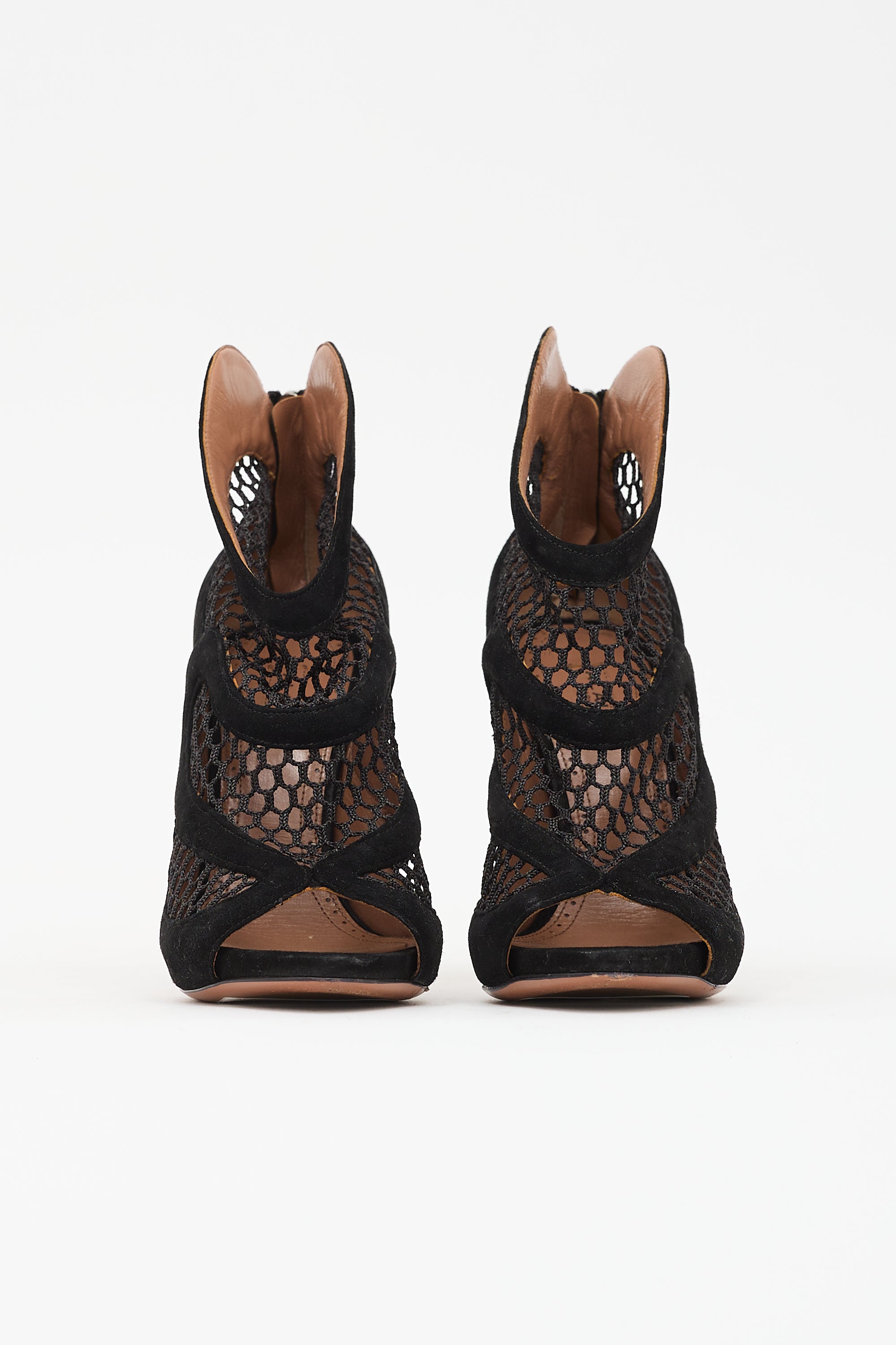 Alaïa Suede Peep Toe Boot