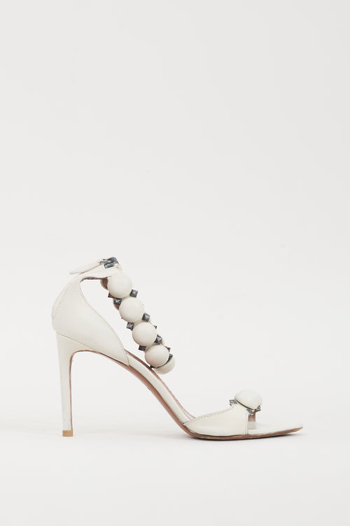 Alaïa White & Silver Leather Bombe Sandal