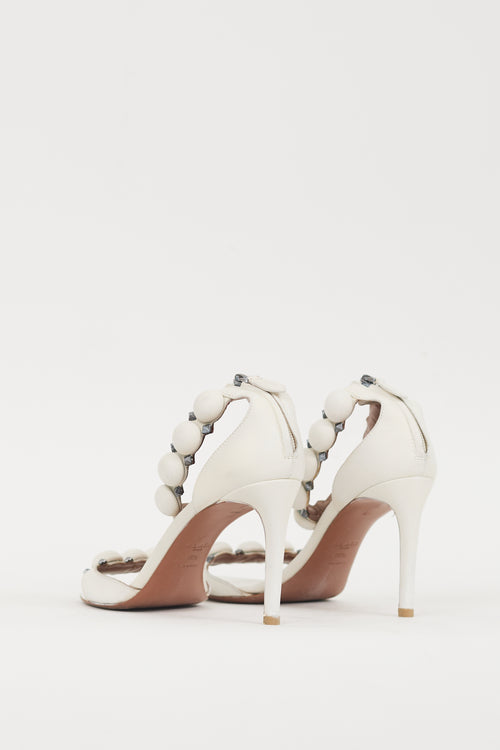 Alaïa White & Silver Leather Bombe Sandal