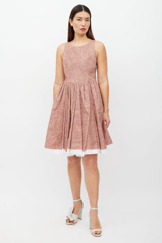 Alaïa White & Pink Floral Cut Out Dress