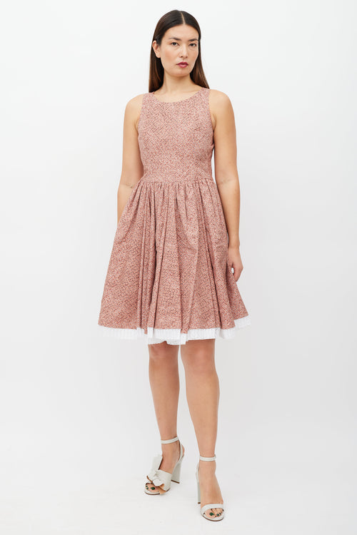 Alaïa White & Pink Floral Cut Out Dress