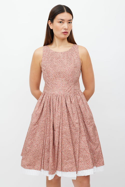 Alaïa White & Pink Floral Cut Out Dress