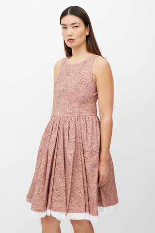 Alaïa White & Pink Floral Cut Out Dress