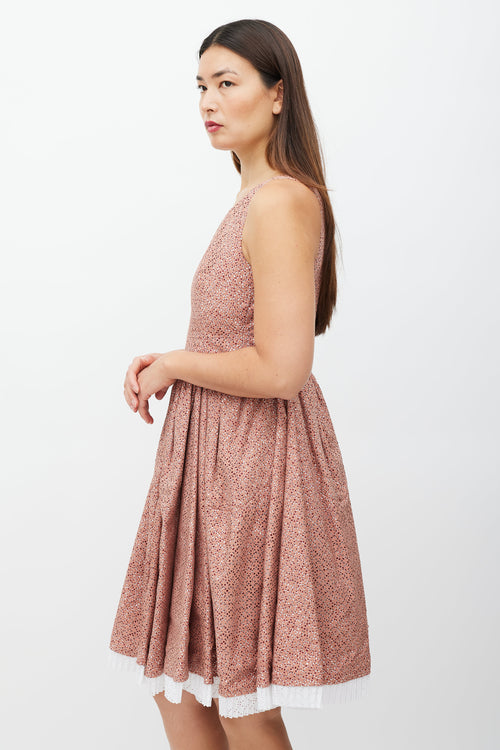 Alaïa White & Pink Floral Cut Out Dress