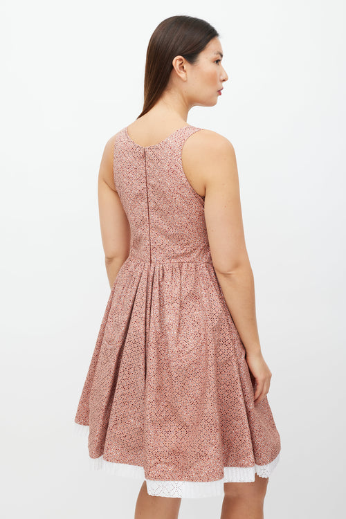 Alaïa White & Pink Floral Cut Out Dress