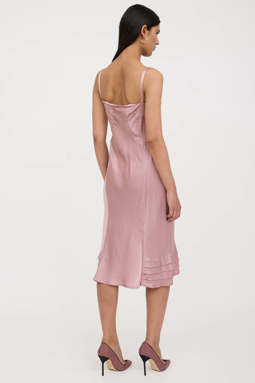 Alberta Ferretti Silk Panelled Pleated Dress