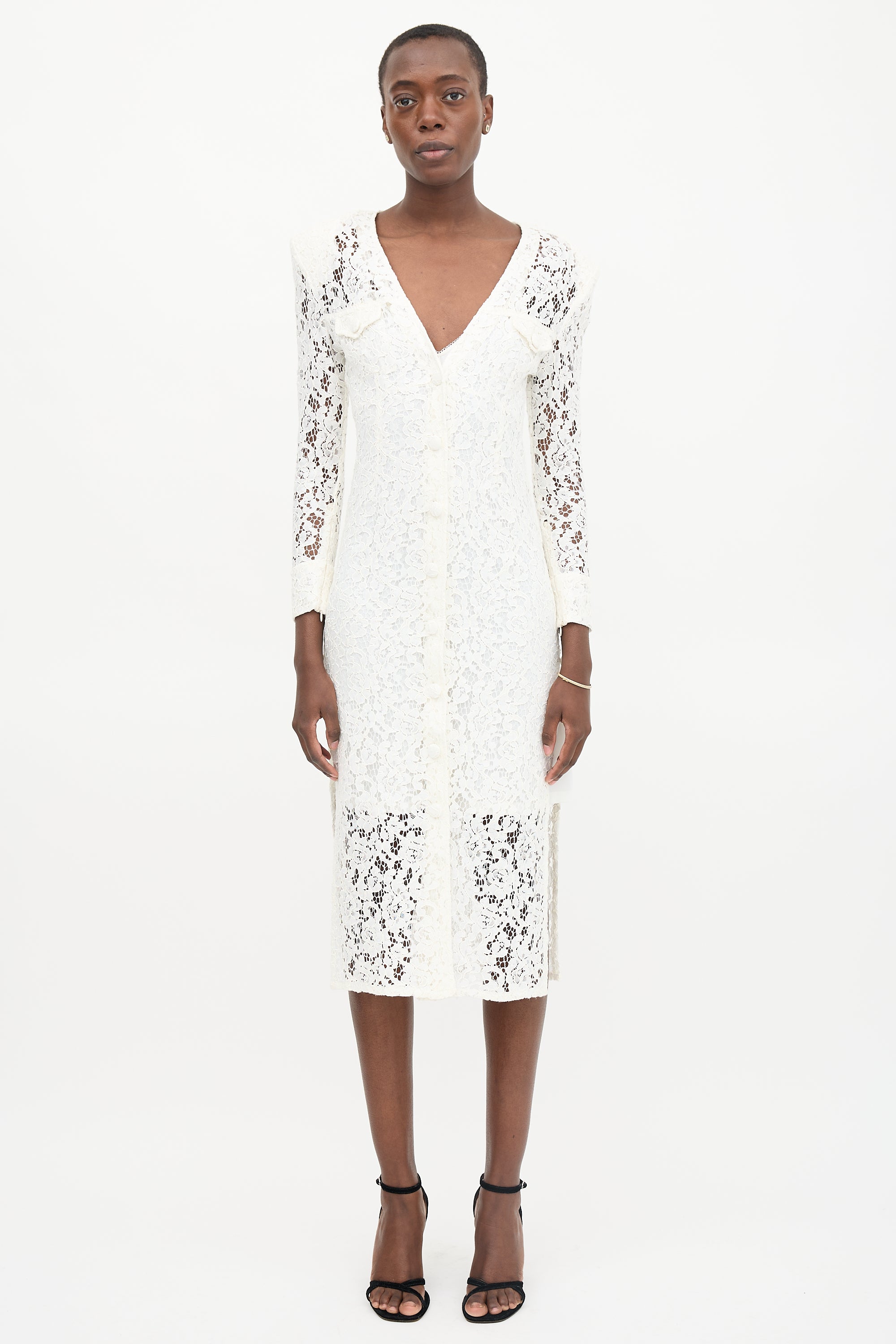 Alessandra Rich FW 2020 Lace Button Front Dress