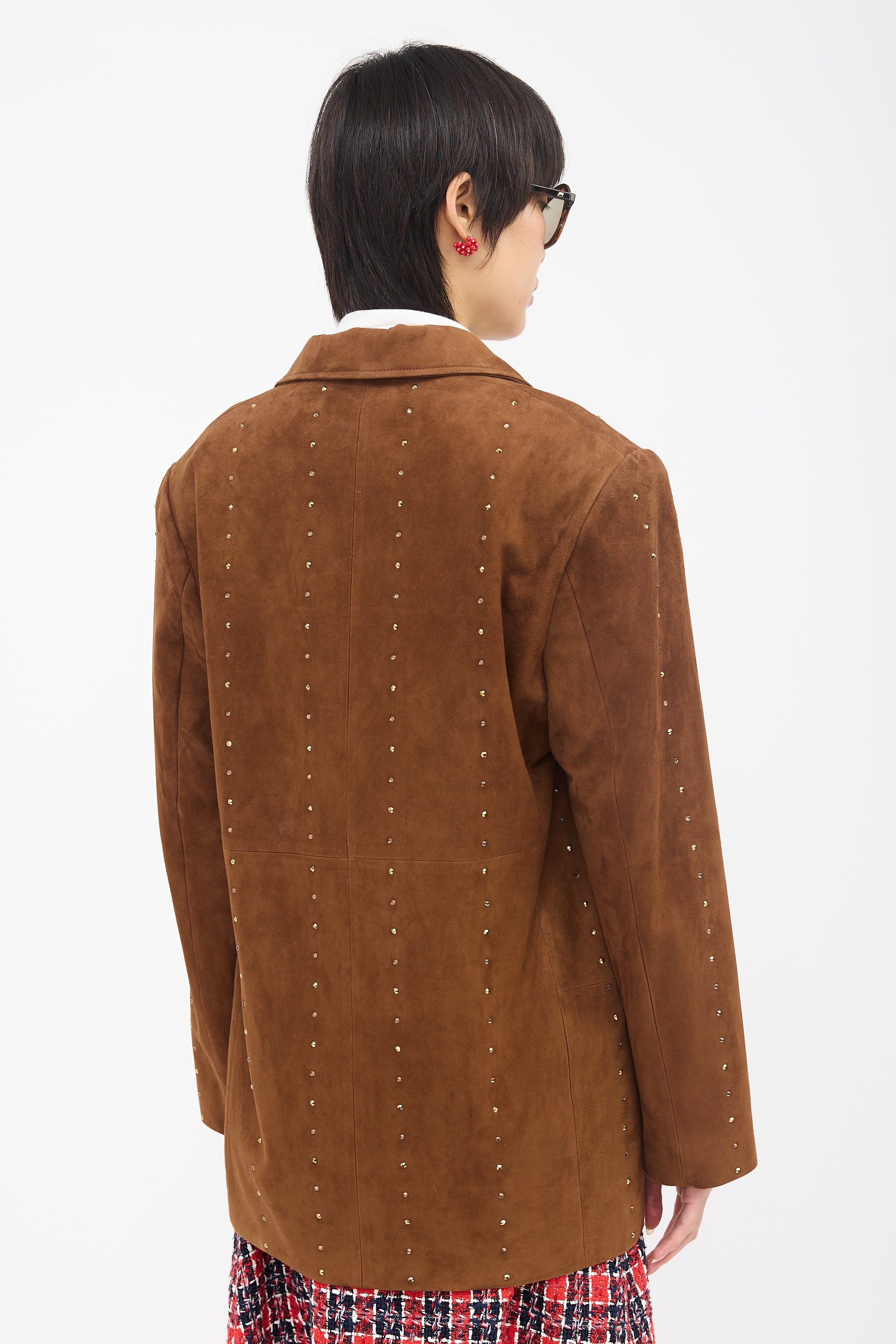 Alessandra Rich Suede Rhinestone Blazer