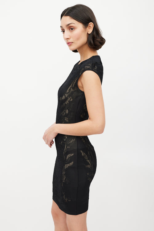 Alexander McQueen Black & Beige Lace Bodycon Dress