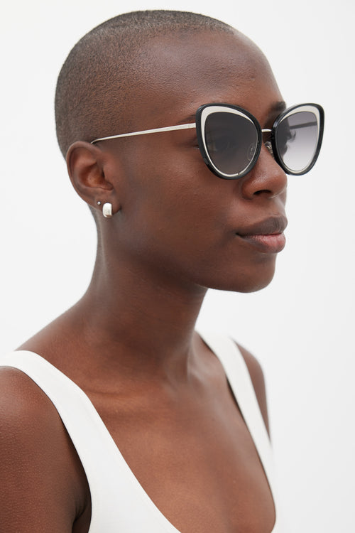 Alexander McQueen Black & Silver AM0177S Sunglasses