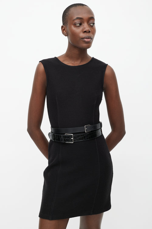 Alexander McQueen Black Smooth & Embossed Leather Wrap Belt