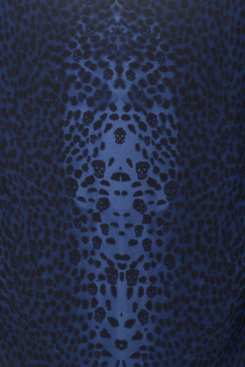 Alexander McQueen Navy & Black Silk Skull Scarf