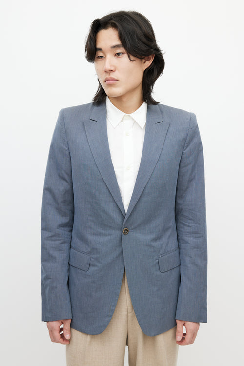 Alexander McQueen Blue & White Pinstripe Blazer