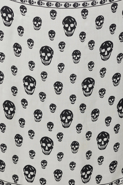 Alexander McQueen Cream & Black Silk Skull Print Scarf