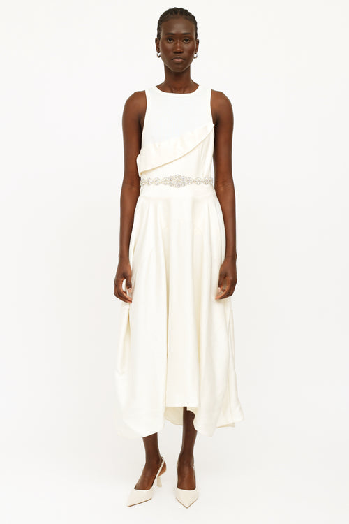 Alexander McQueen Cream Ribbed Tiered Dress