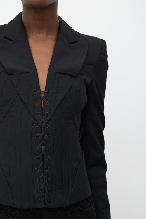 Alexander McQueen FW 2002 Black Corseted Lace Up Blazer