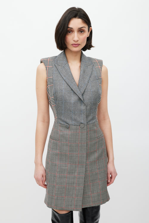 Alexander McQueen Grey & White Glen Check Blazer Dress