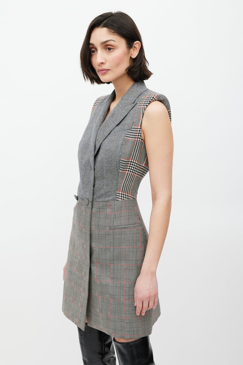 Alexander McQueen Grey & White Glen Check Blazer Dress