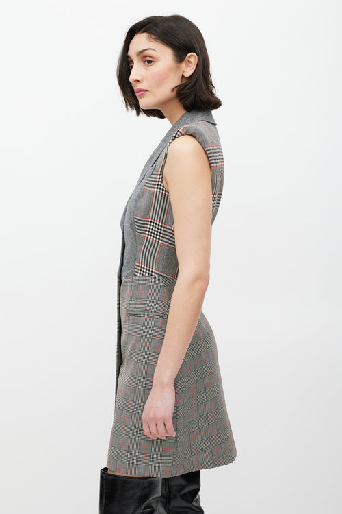 Alexander McQueen Grey & White Glen Check Blazer Dress