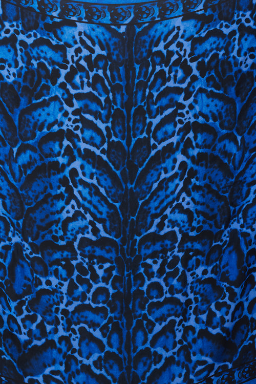 Alexander McQueen Blue & Black Silk Skull Scarf