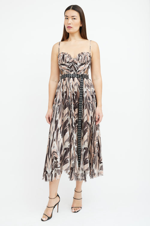 Alexander McQueen Pre-Fall 2017 Pink & Black Print Belted Dress
