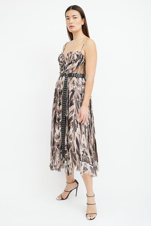 Alexander McQueen Pre-Fall 2017 Pink & Black Print Belted Dress